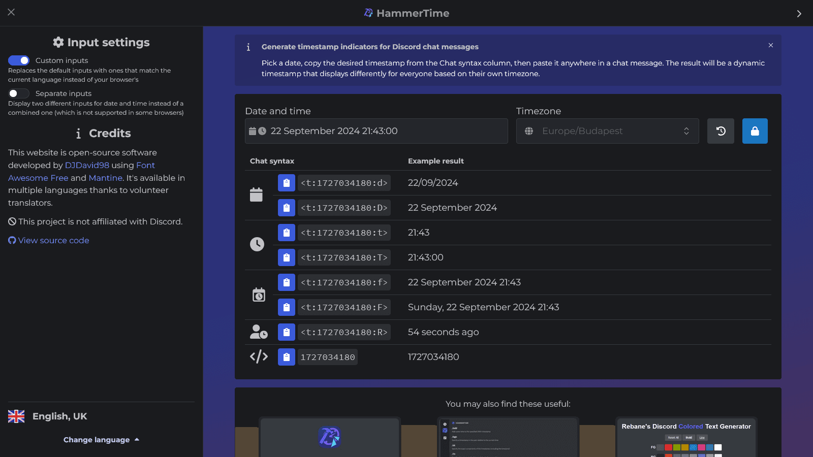 HammerTime Website & Discord Bot